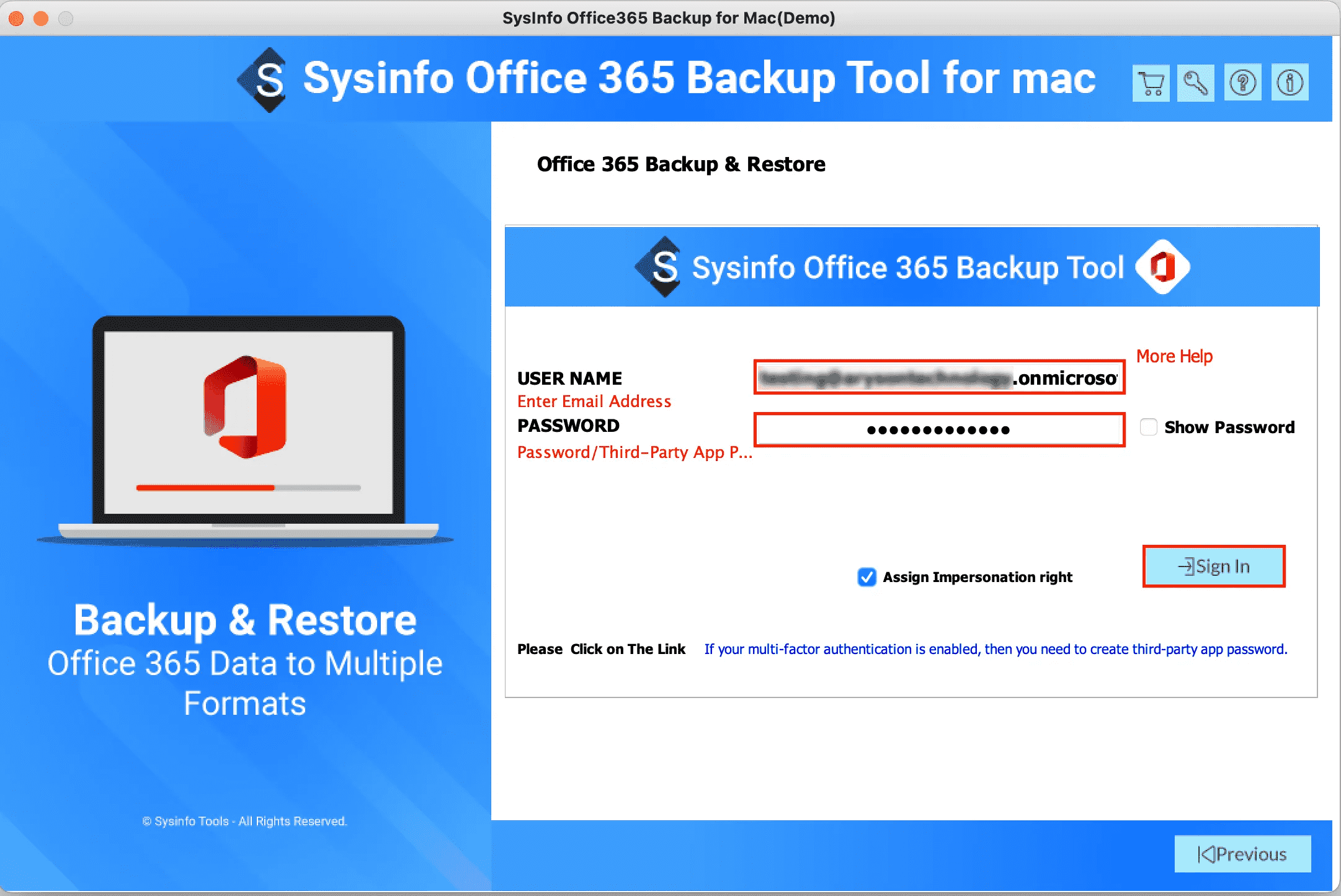 Sysinfo Office 365 أداة نسخ احتياطي لـ Mac media 2