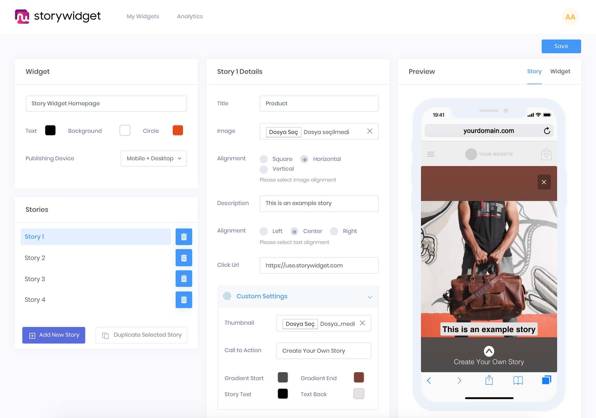 Create & Embed Stories in any website gallery image