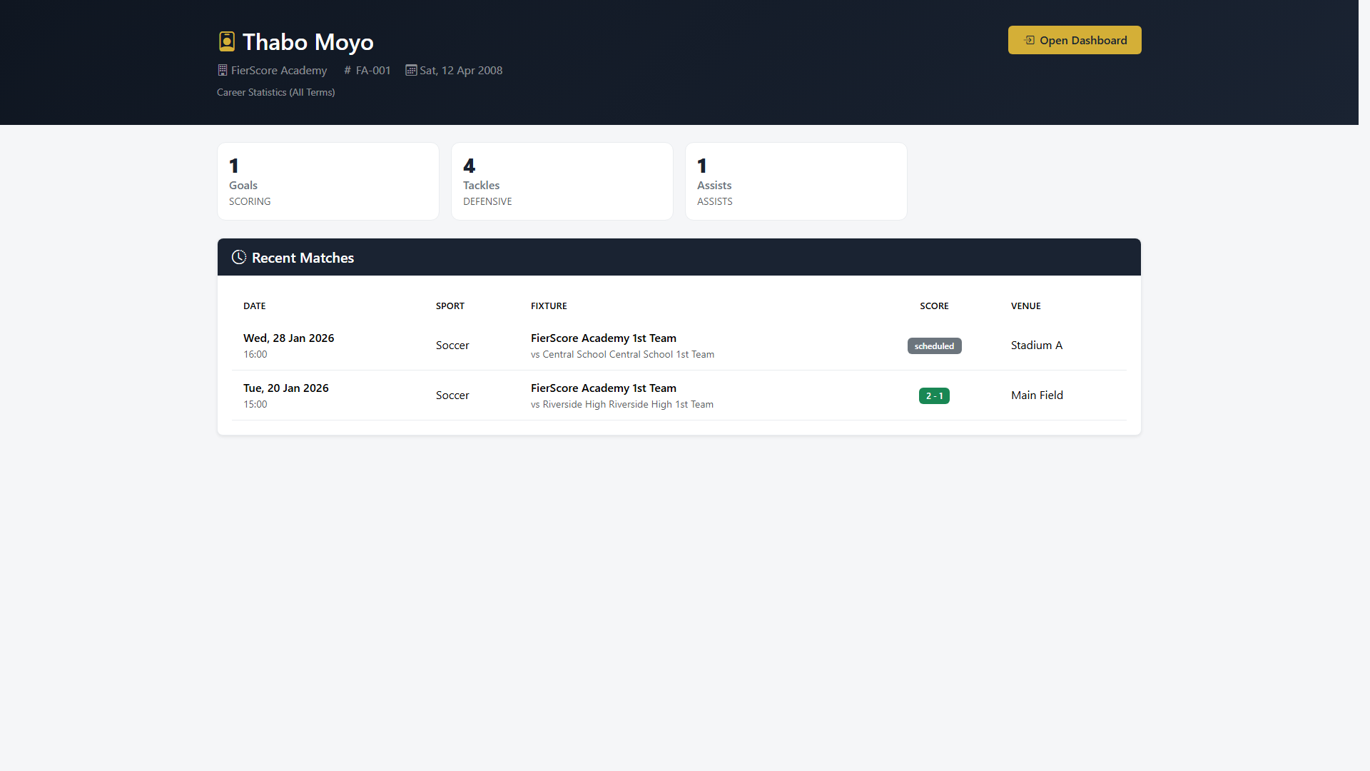 FierScore - Screenshot 2 showing product features and functionality