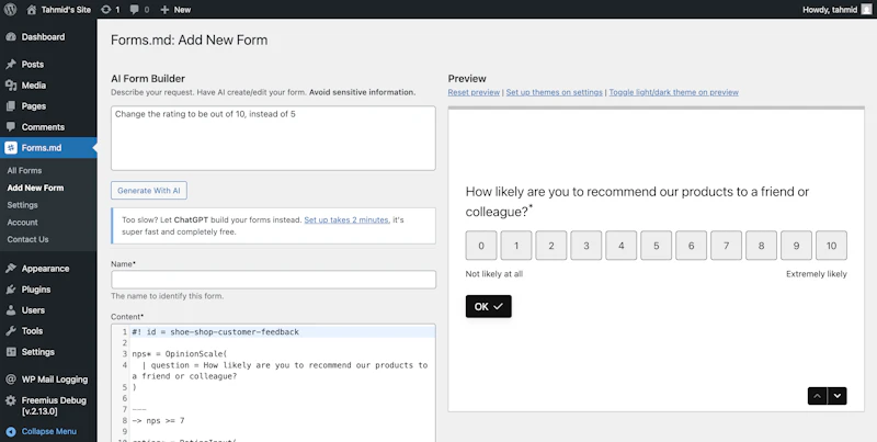 Forms.md for WordPress screenshot 2