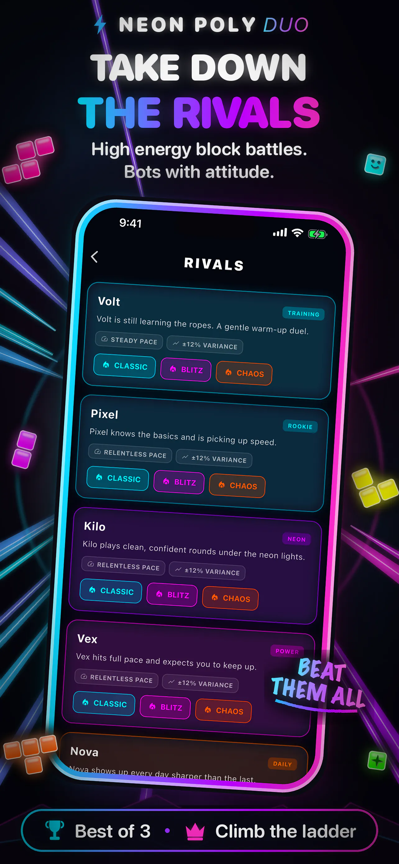 Neon Poly Duo: Block Battles gallery image