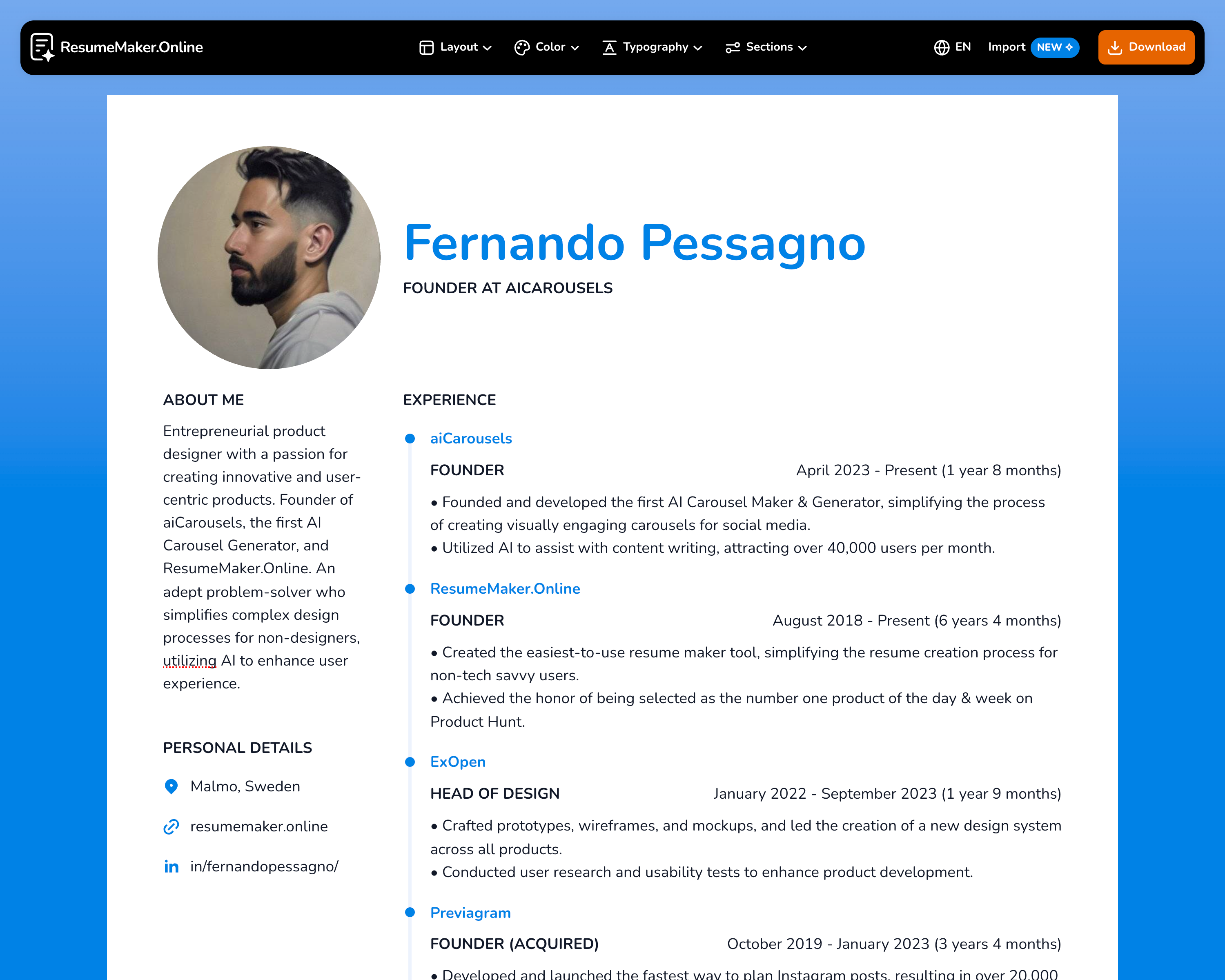 Resumemaker.online 5.0 - 완벽한 이력서를 구축하는 가장 쉬운 방법 미디어 11
