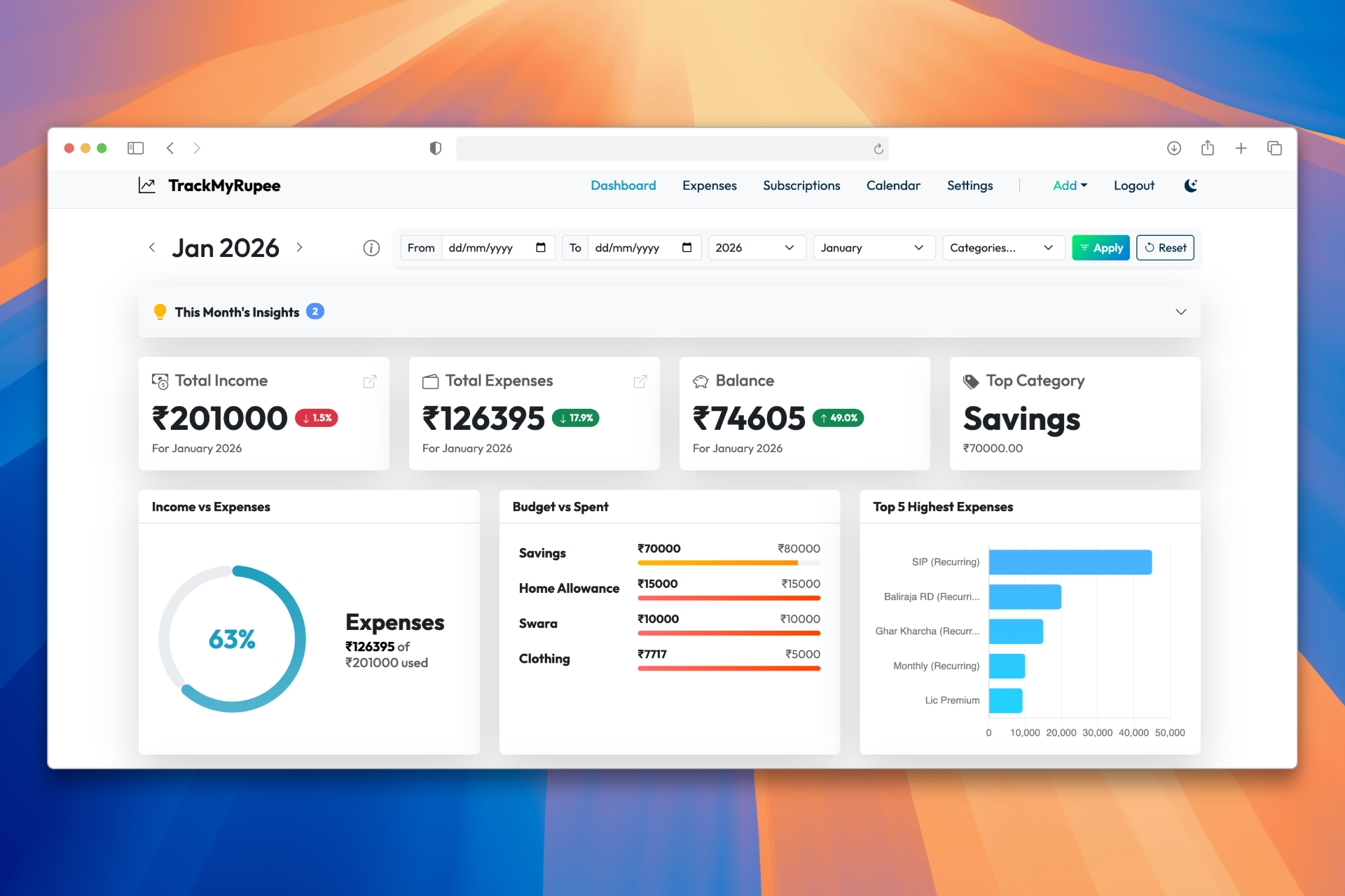 TrackMyRupee - Screenshot 2 showing product features and functionality