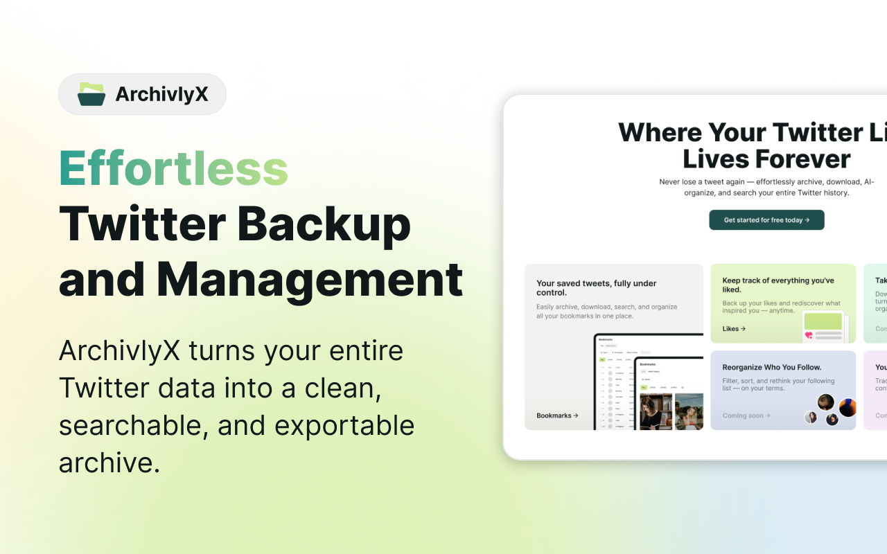 Archivlyx - Organizza, cerca e scarica il tuo archivio Twitter media 1