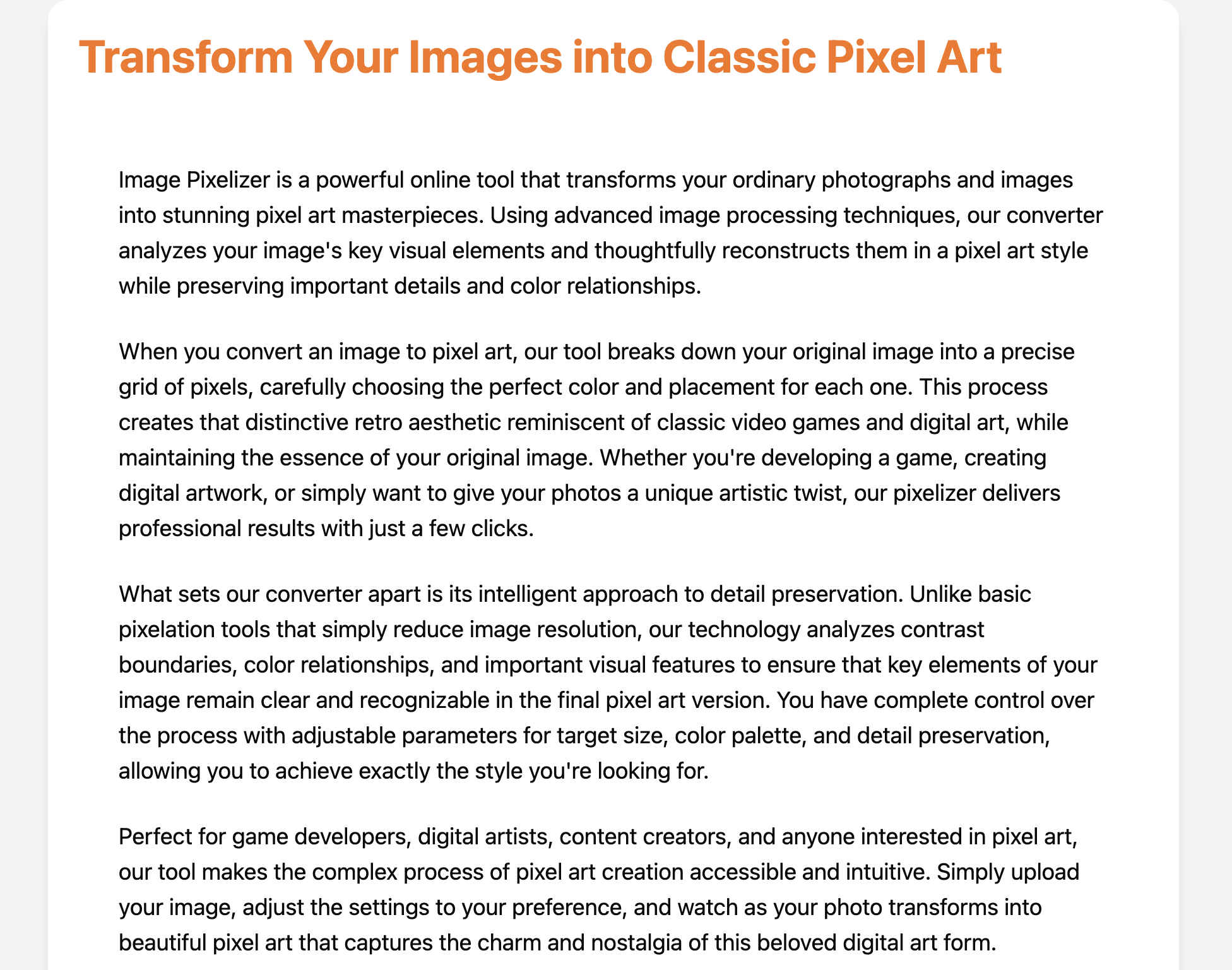 Pixelizer di immagine - Trasforma le tue immagini in splendidi capolavori di arte dei pixel media 3
