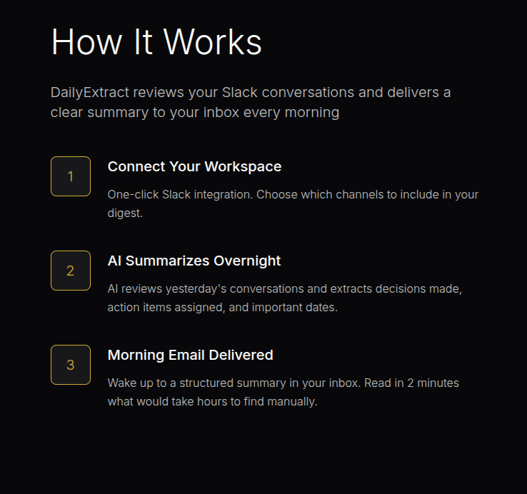 DailyExtract - Screenshot 2 showing product features and functionality
