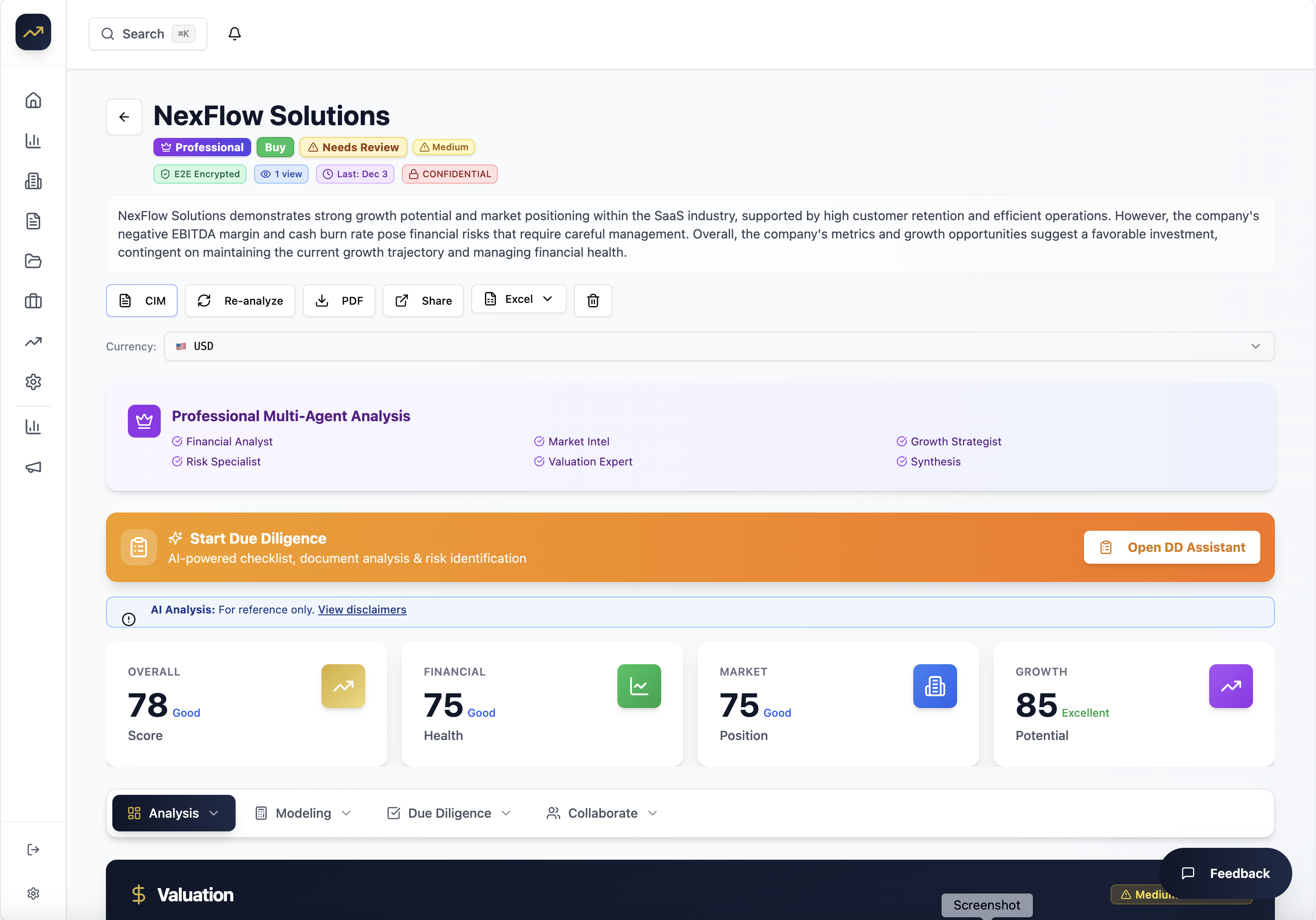 Dealforge AI – M&A OS with Red Team - Screenshot 2 showing product features and functionality
