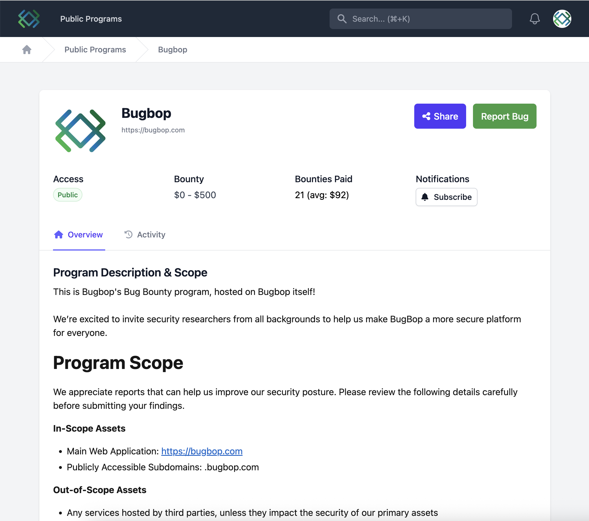 Bugbop - Screenshot 2 showing product features and functionality