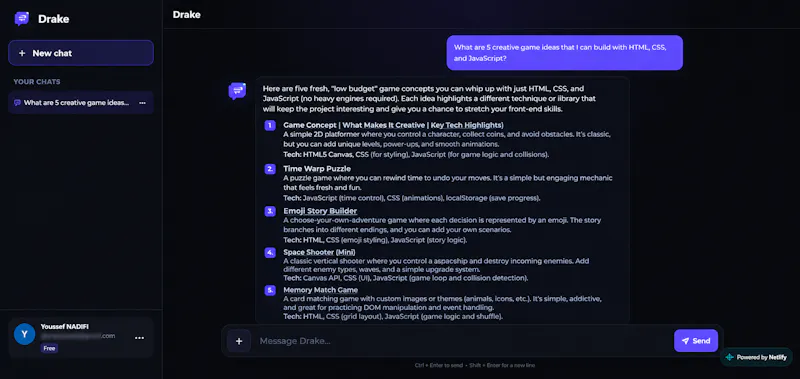 Drake AI screenshot 2