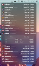 Formula 1 Calendar MenuBar gallery image