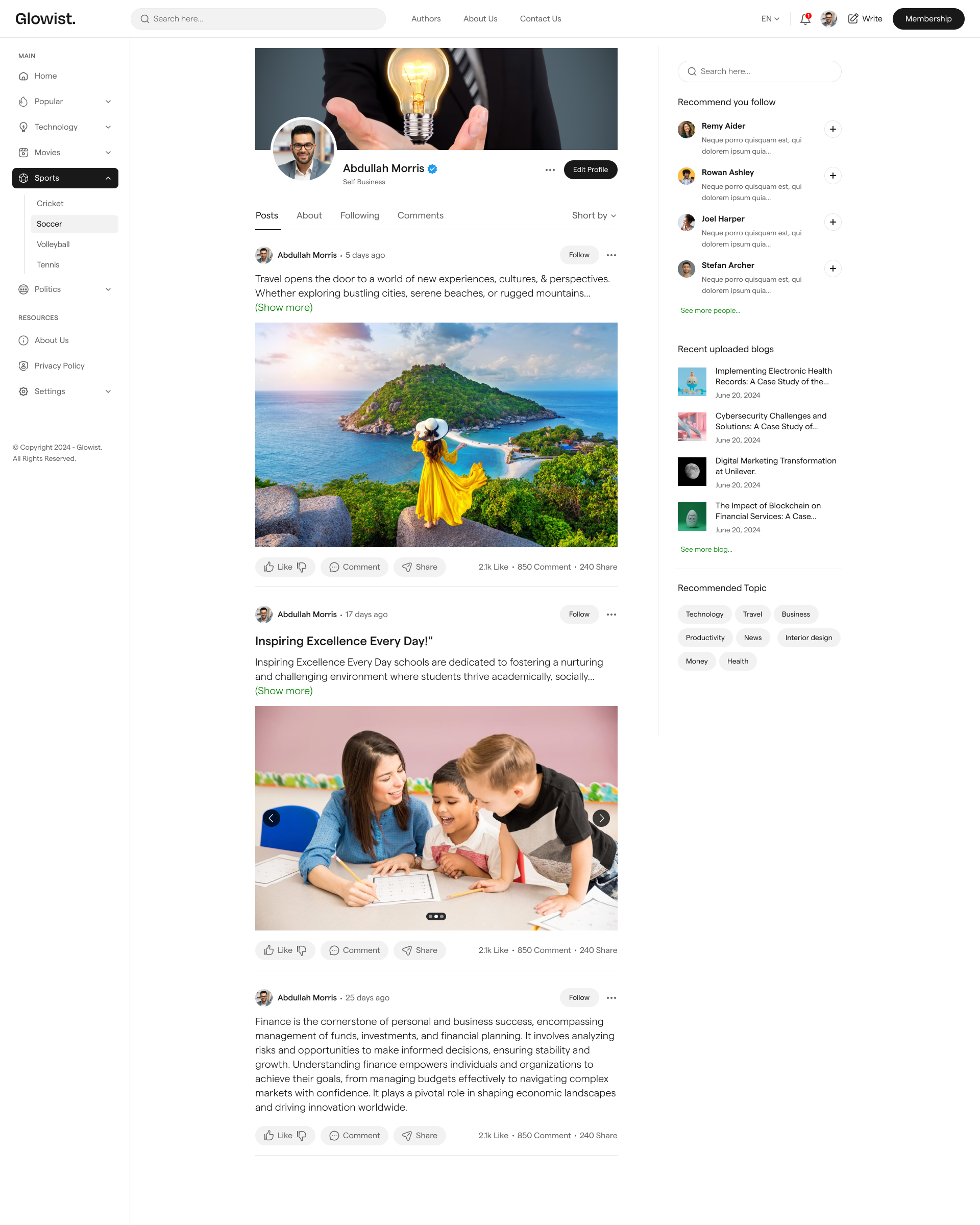 GLOWIS: Templat laman web blog html media 22