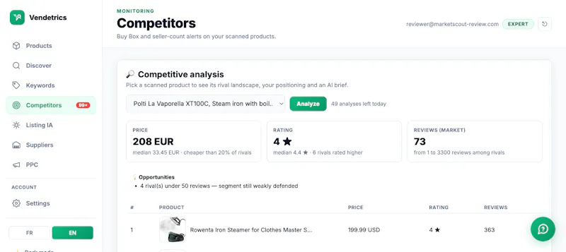 Vendetrics screenshot 2