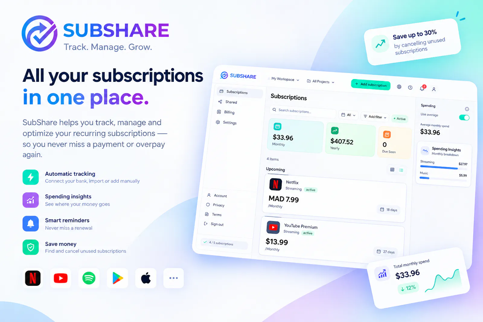 SubShare: Subscription Tracker screenshot 1