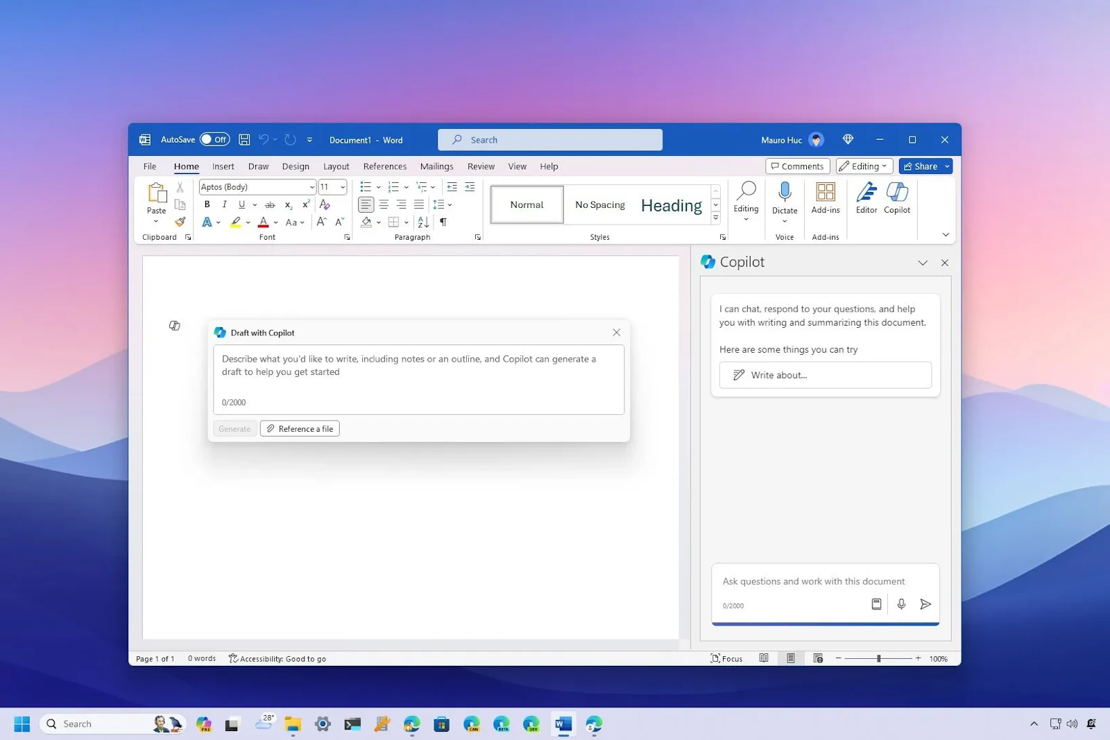 Copilot in Word screenshot 2