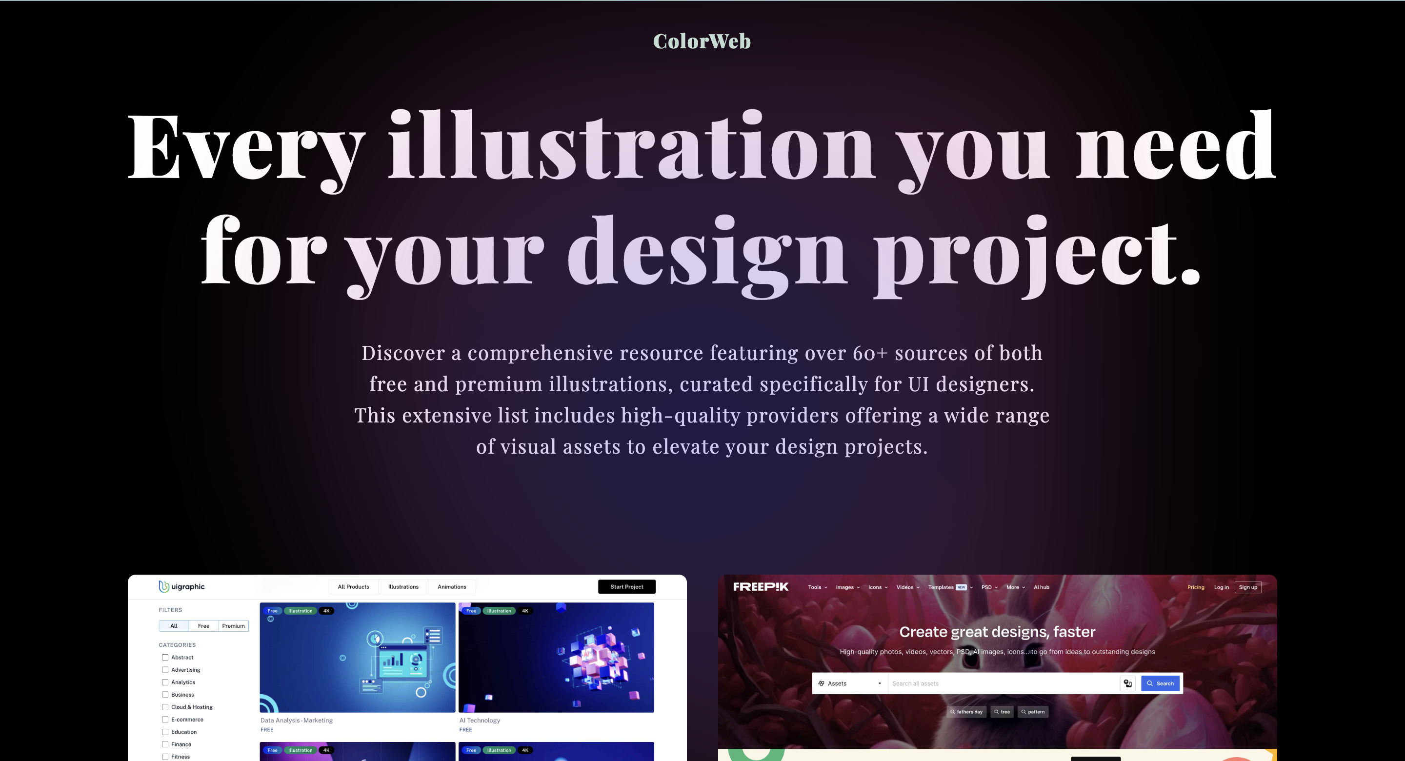وسائط colorweb - استكشف 60 مصدرًا لرسوم توضيحية مجانية ومتميزة 1