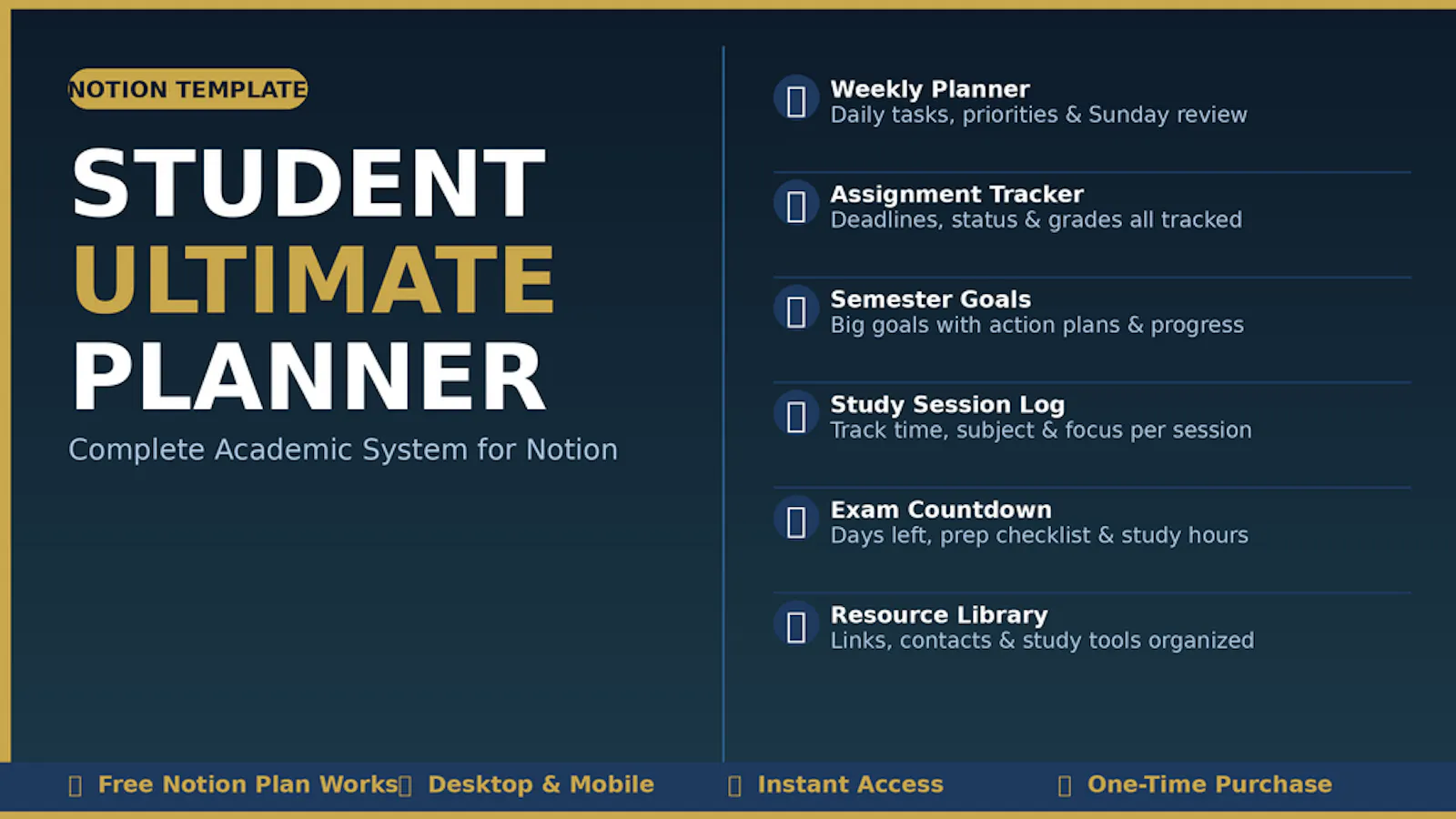 Student planner notion template screenshot 2