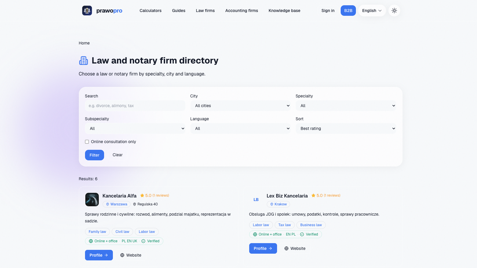 Prawopro - Main product screenshot demonstrating key features and user interface