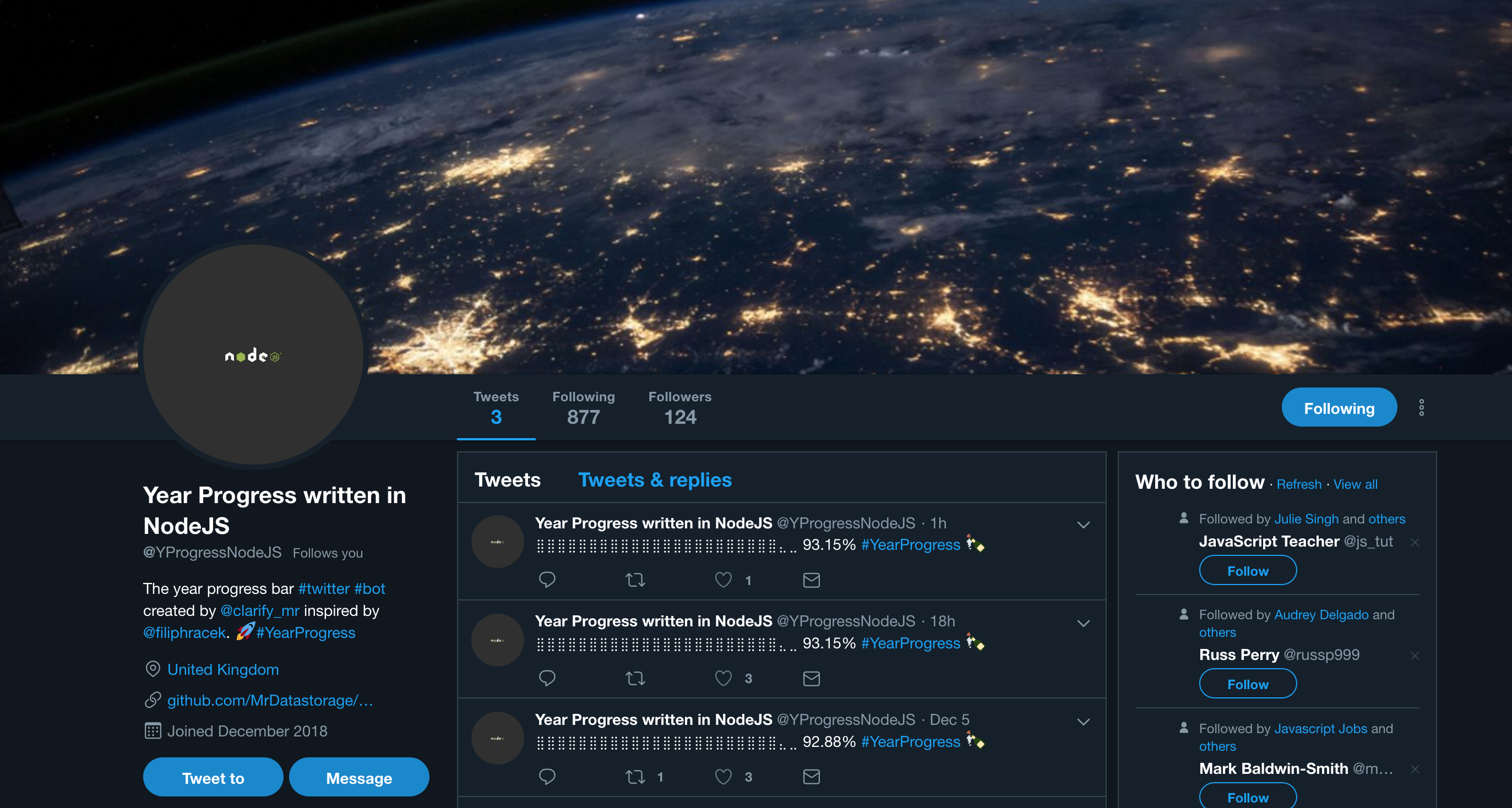 Year Progress written in NodeJS gallery image