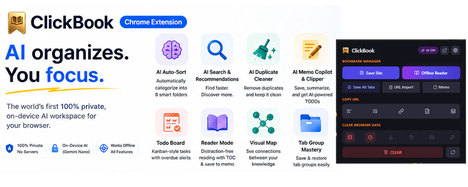 ClickBook AI - Bookmark & Task Manager screenshot 1