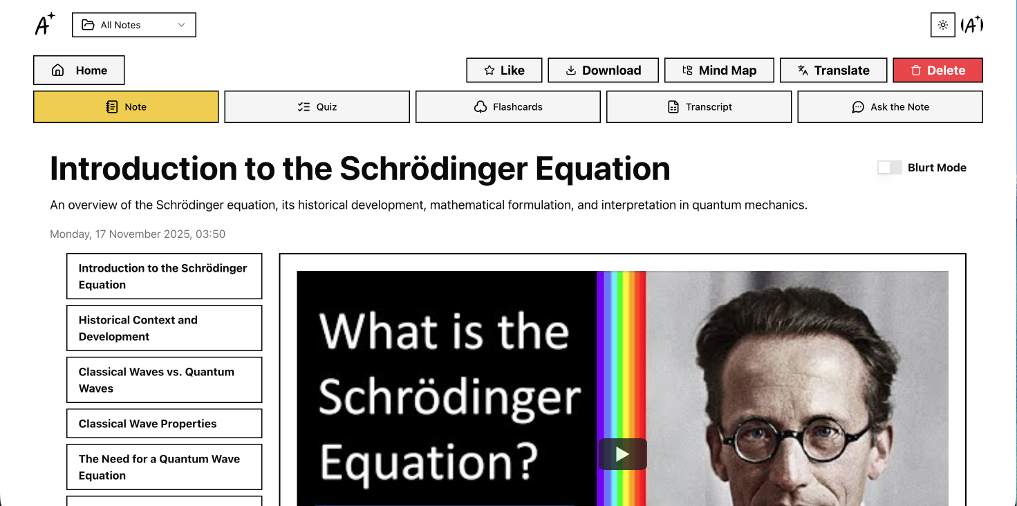 NoteSpark AI - Main screenshot showing features and interface