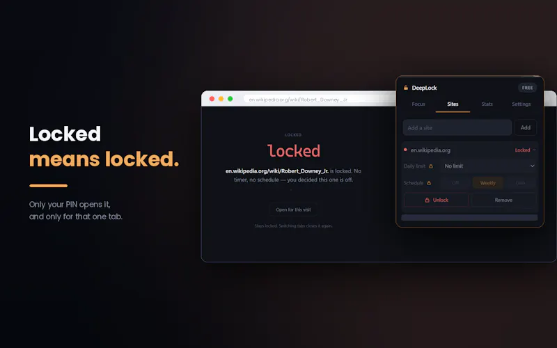 DeepLock – Website Blocker & Focus Mode screenshot 2