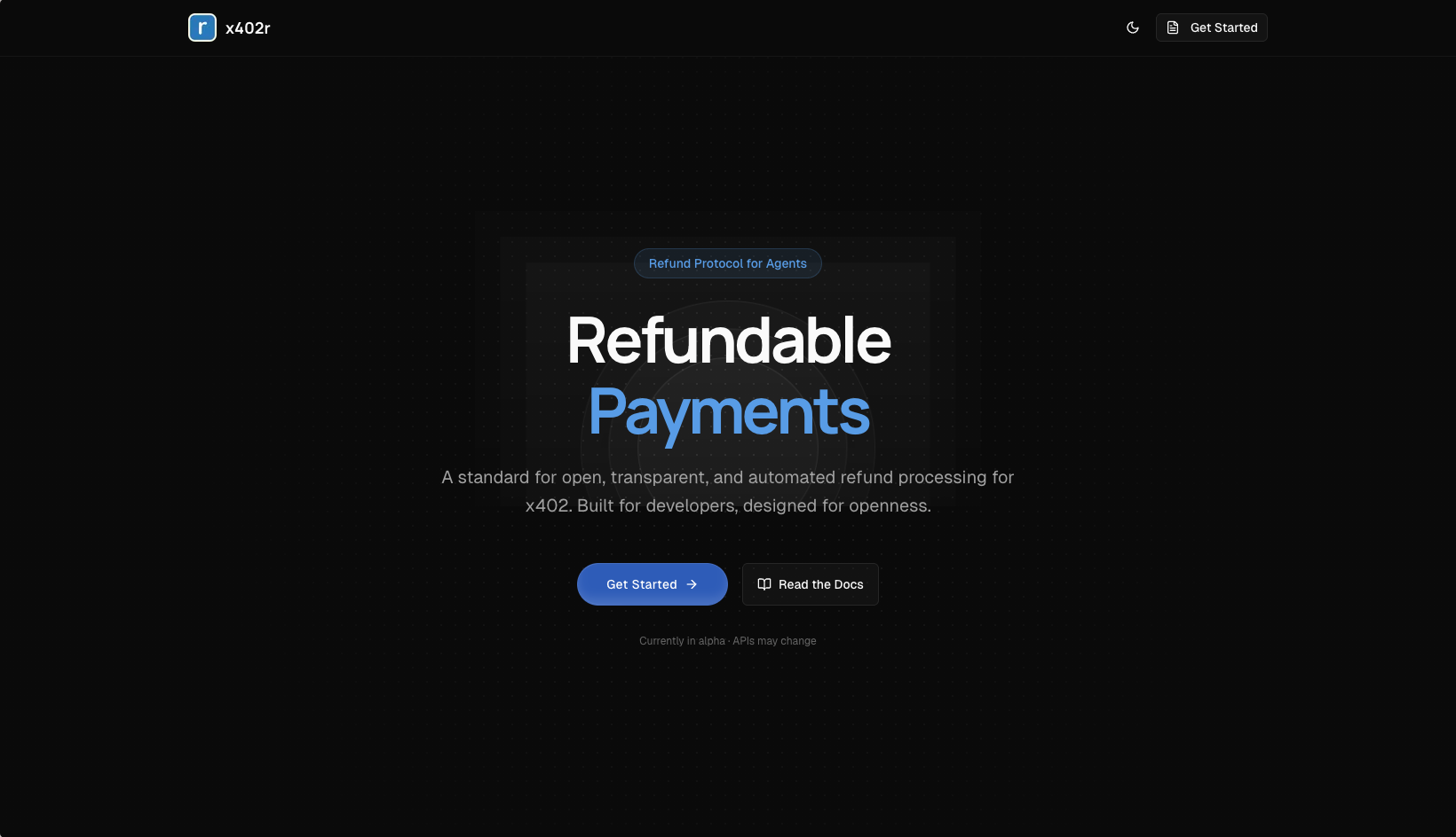 x402r Refund Protocol - Main product screenshot demonstrating key features and user interface
