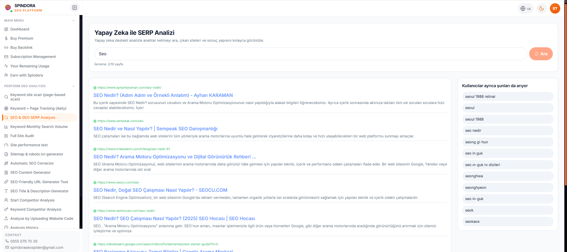 Spindora  AI SEO Analyzer & AI Seo Aracı gallery image