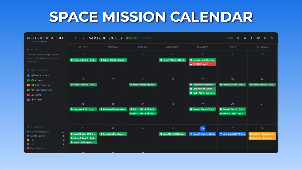 Space Mission Calendar