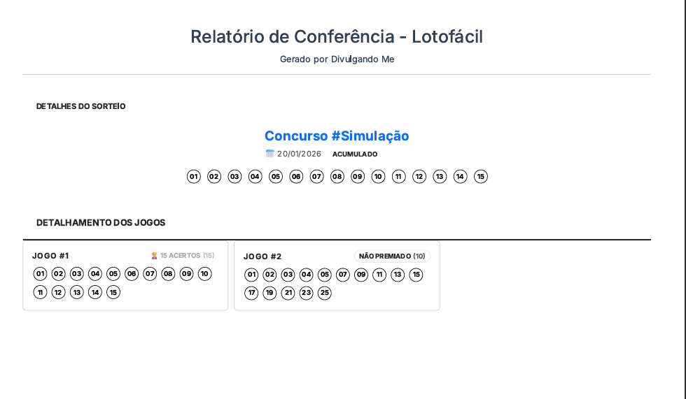 Conferência Lotofácil Profissional - Screenshot 3 showing product features and functionality