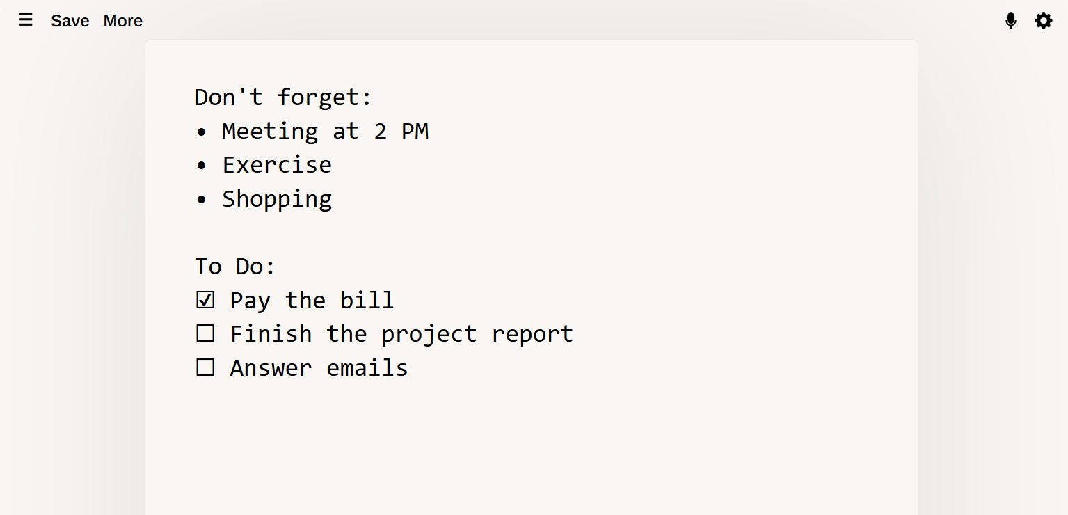 Notes App in the Web Browser gallery image