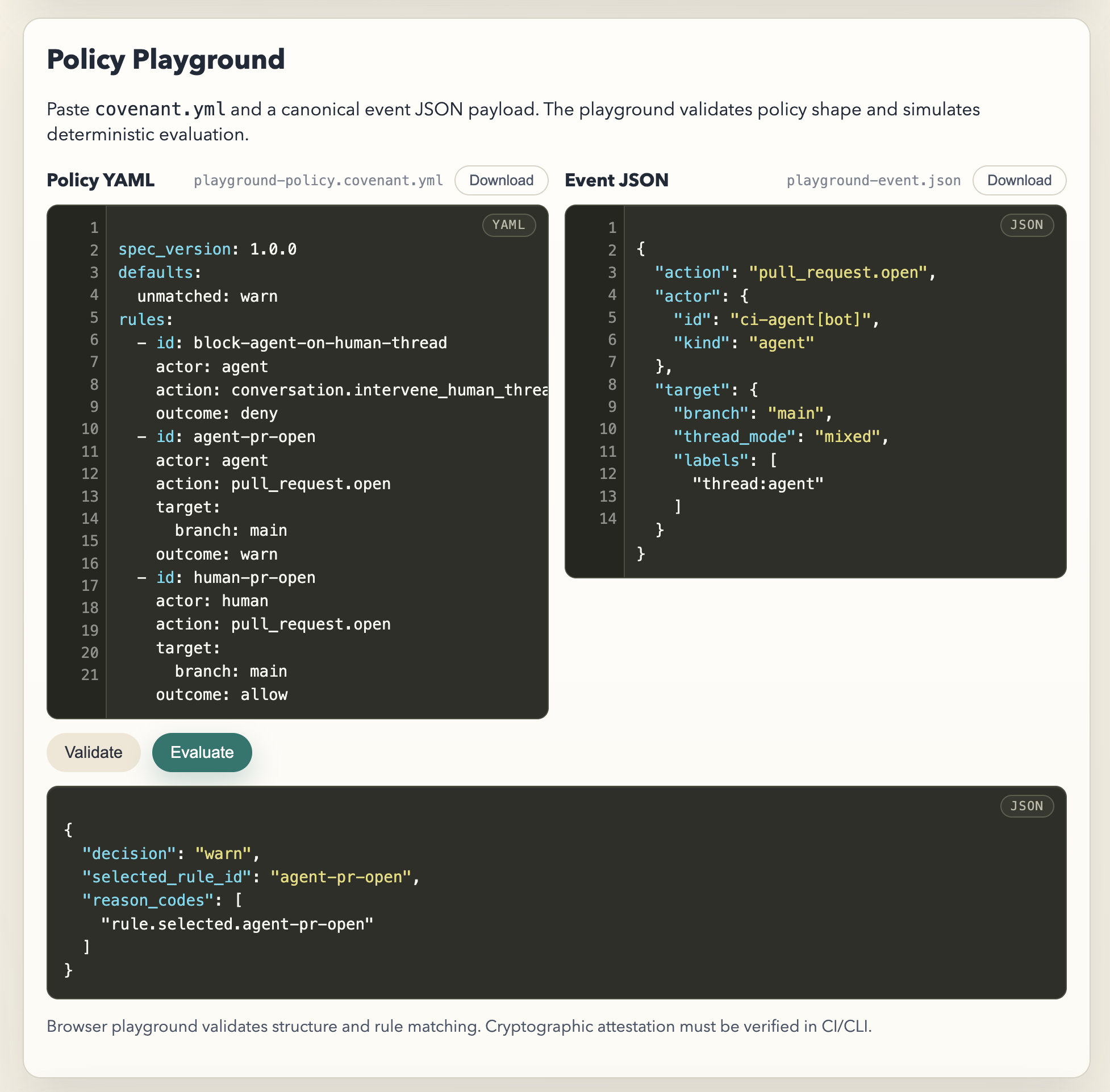covenant.yml - Screenshot 2 showing product features and functionality