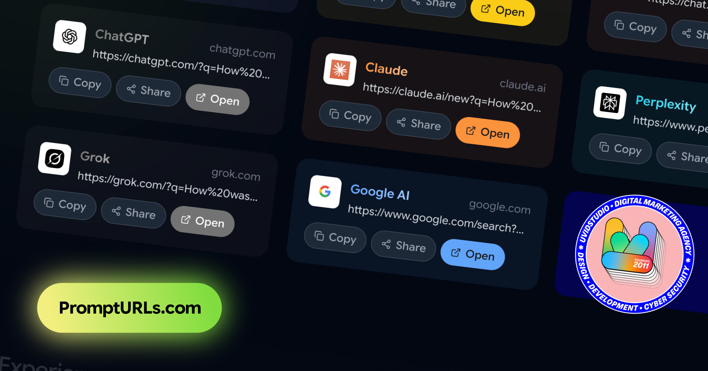 PromptURLs - Main product screenshot demonstrating key features and user interface