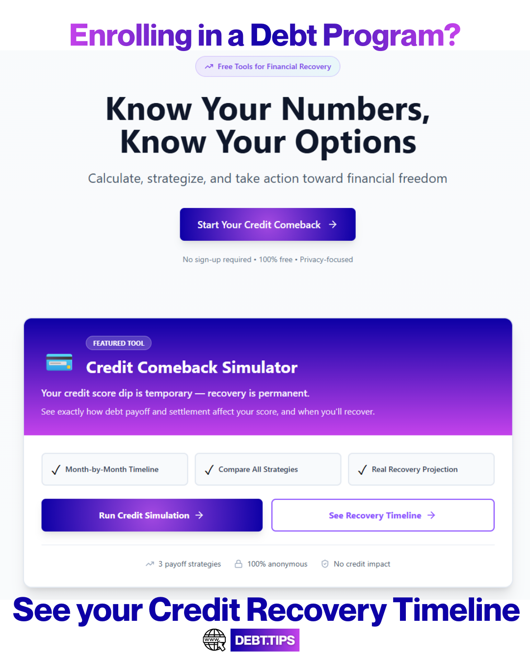 Debt.Tips Credit Comeback Simulator gallery image
