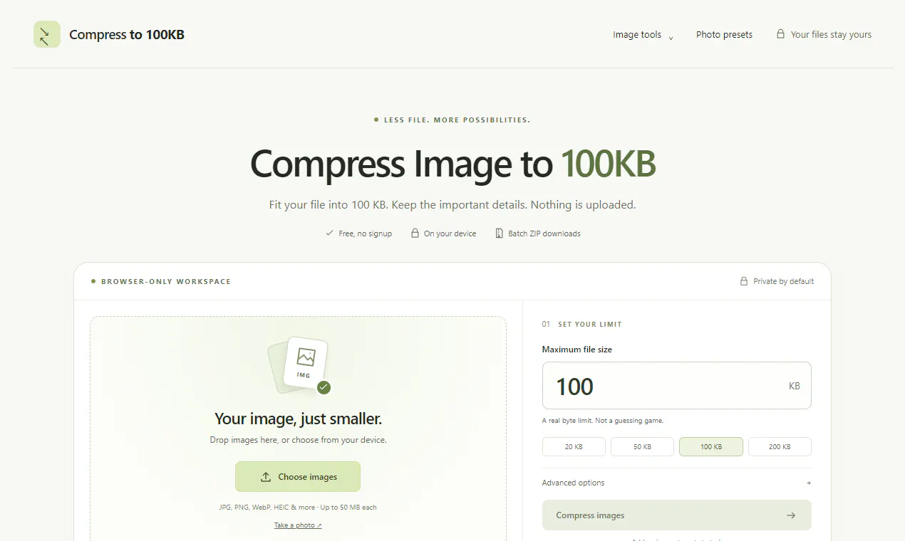 Compress to 100KB gallery image