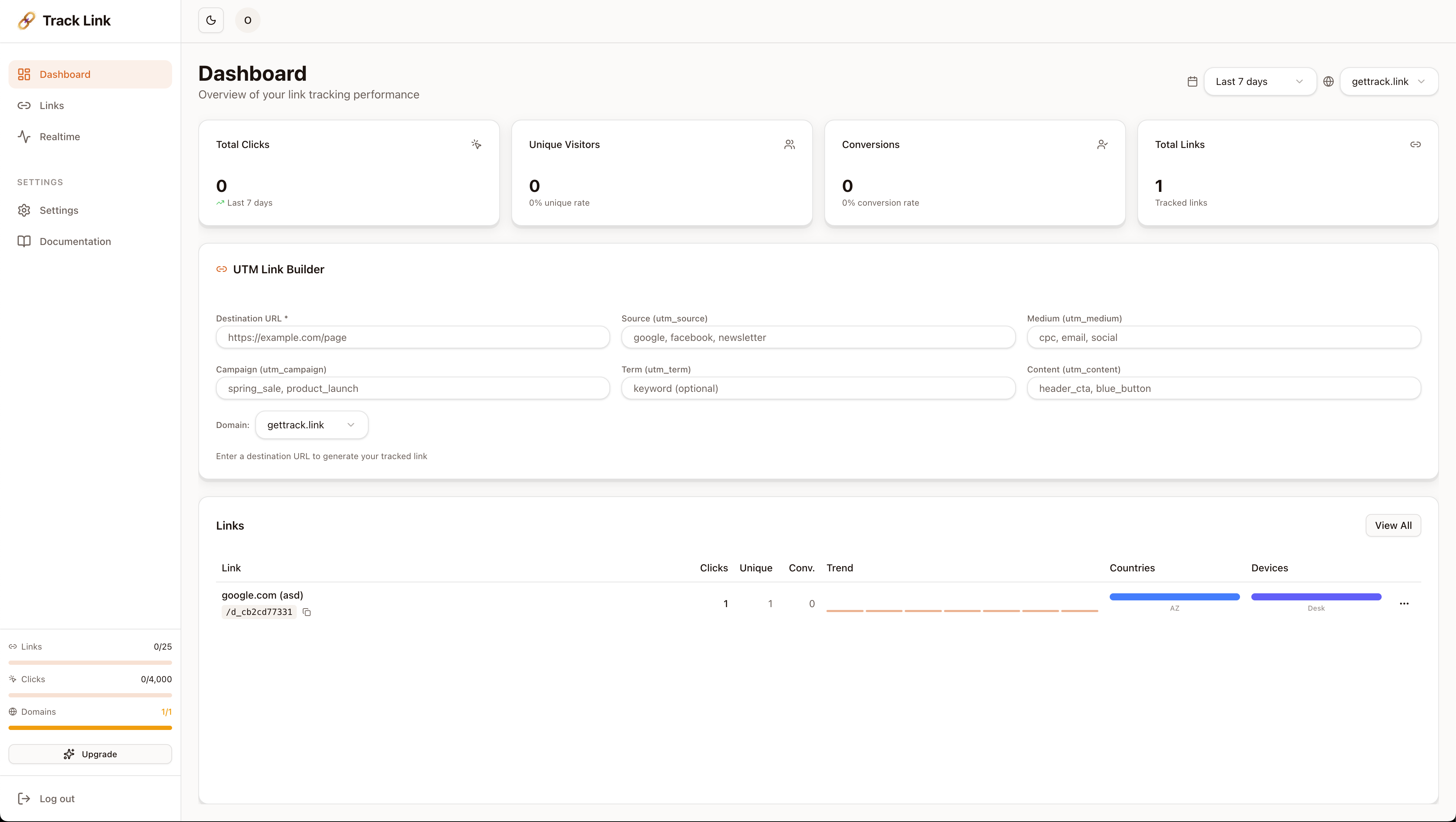 Track Link - Screenshot 2 showing product features and functionality