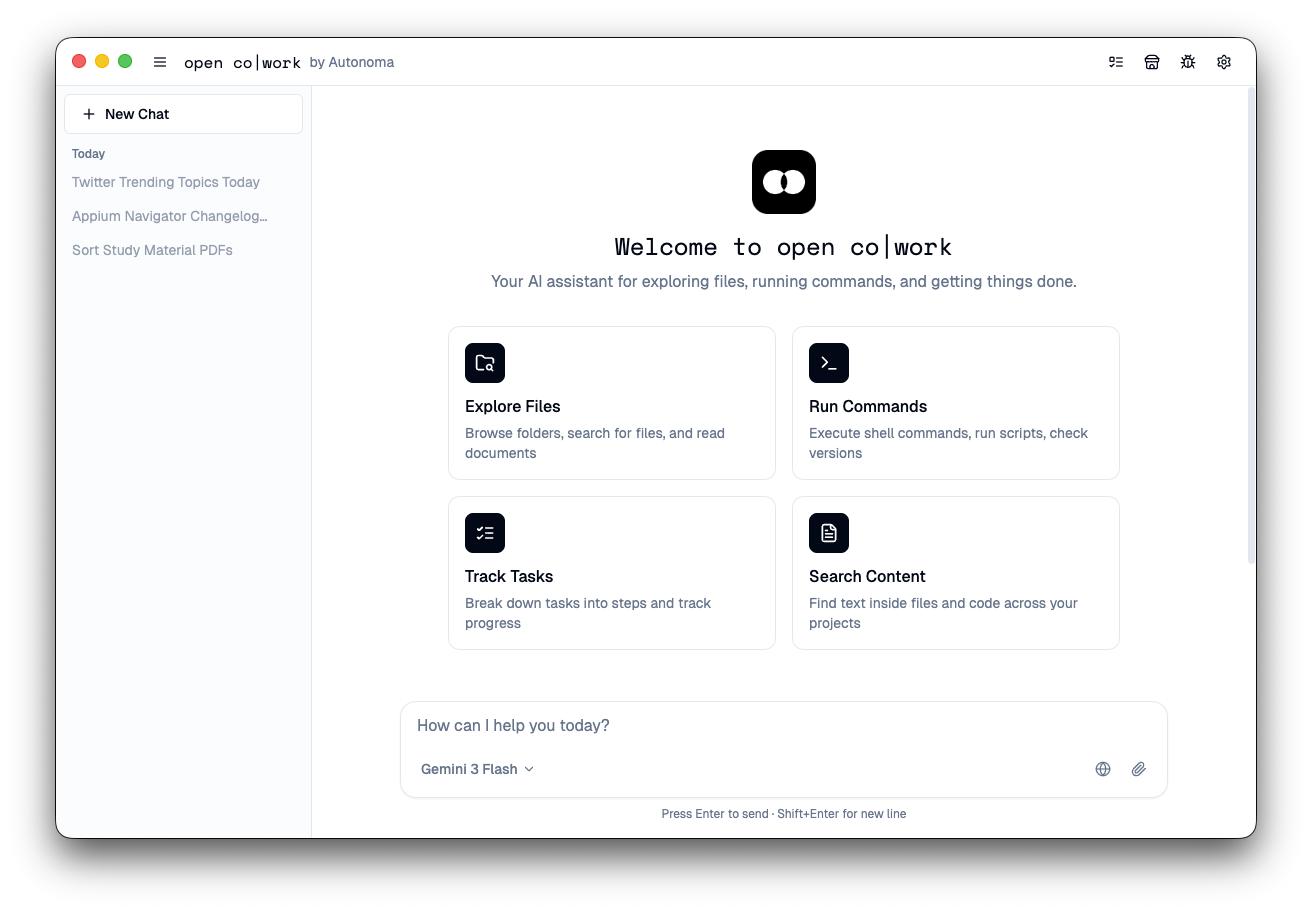 Open CoWork - Main product screenshot demonstrating key features and user interface