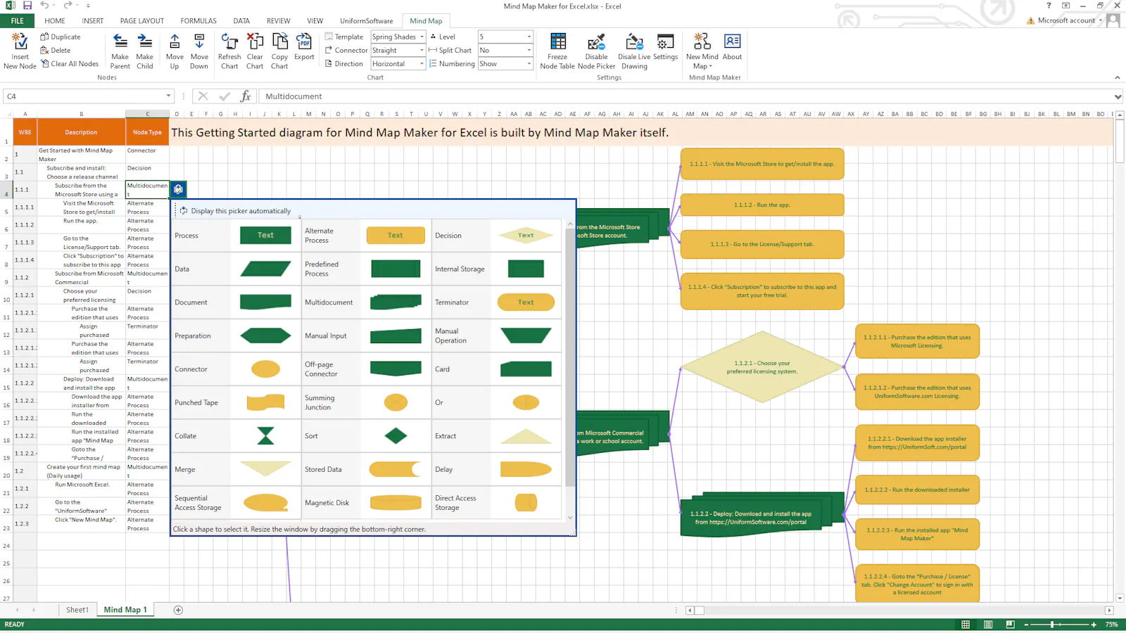 Mind Map Maker for Excel screenshot 2