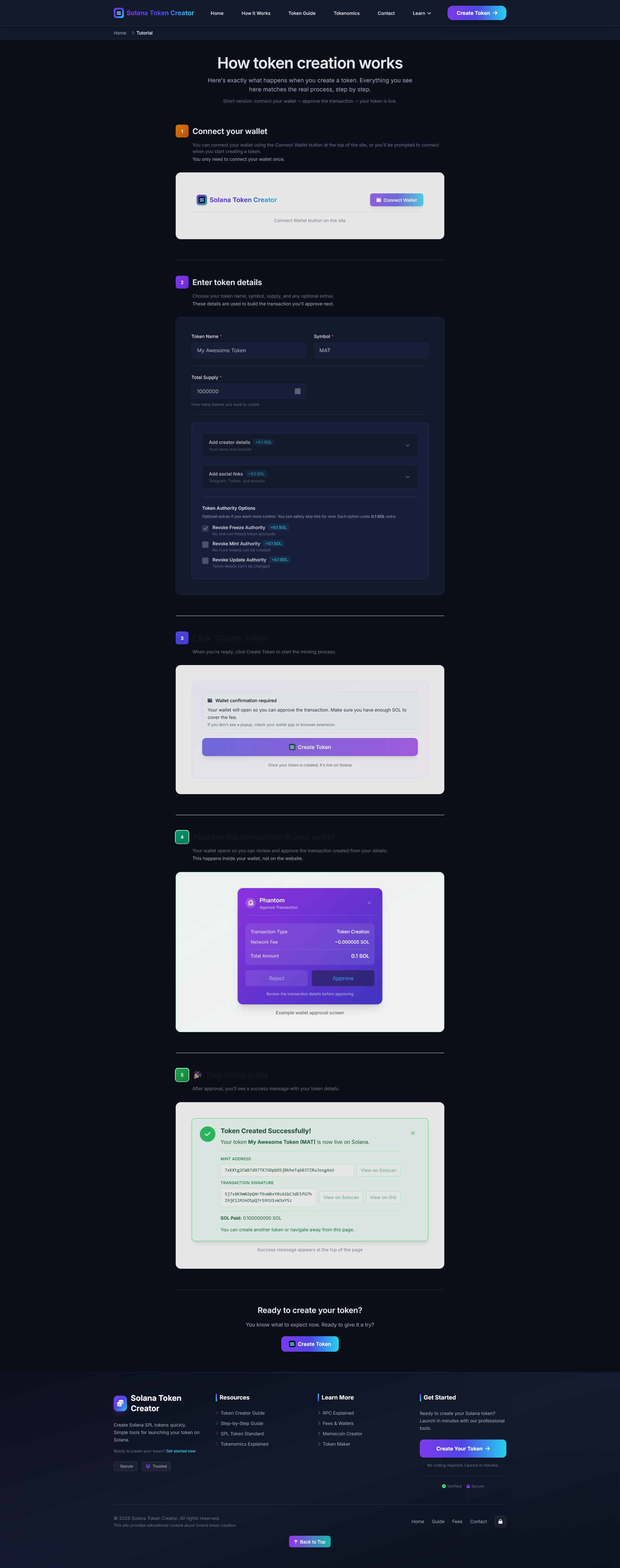 Solana Token Creator - Screenshot 3 showing product features and functionality