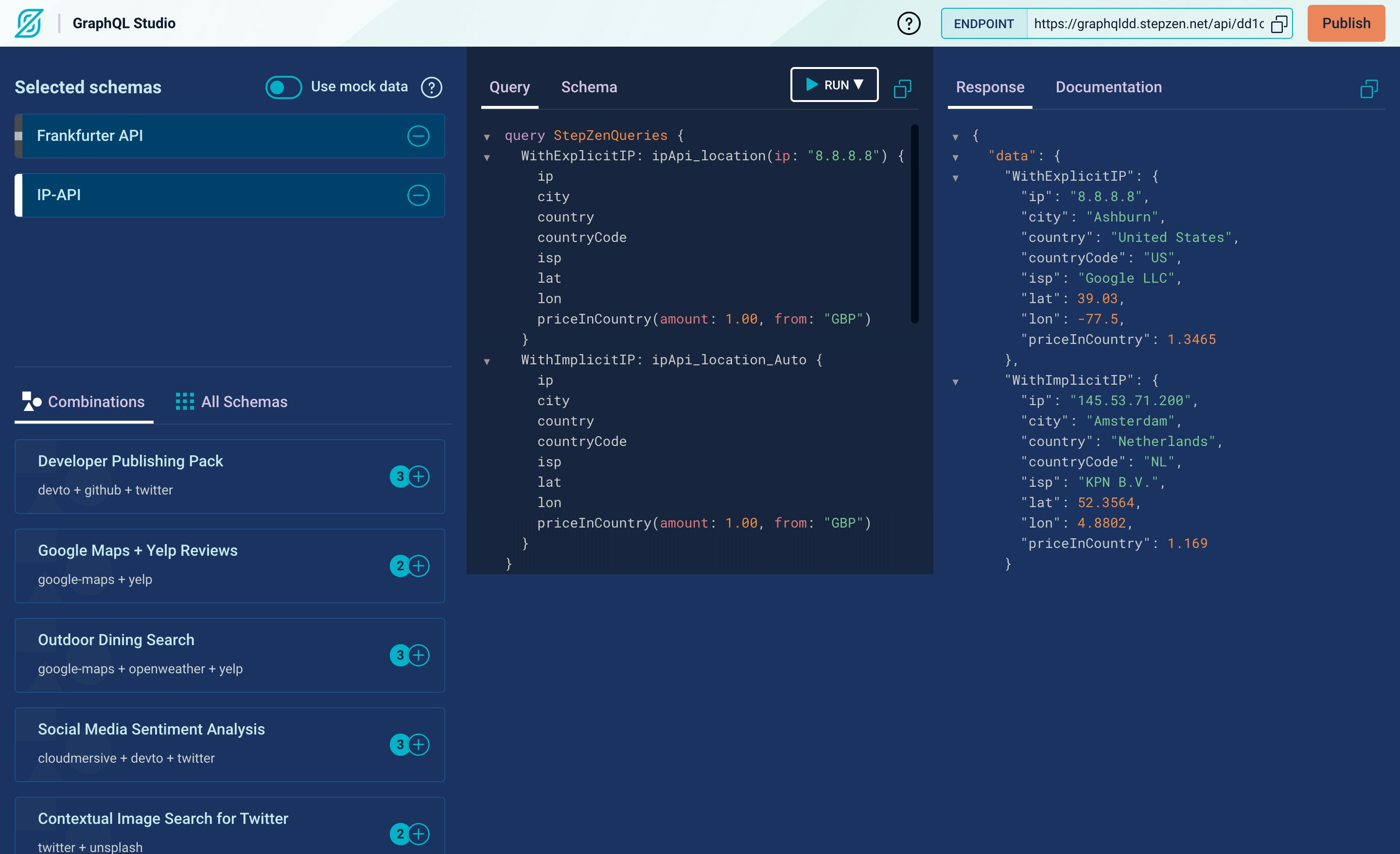 StepZen GraphQL Studio gallery image