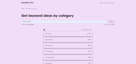 GPT3 Keyword Tool by Sandbox SEO gallery image