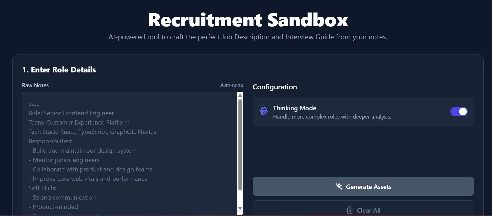 Recruitment Sandbox - Main product screenshot demonstrating key features and user interface