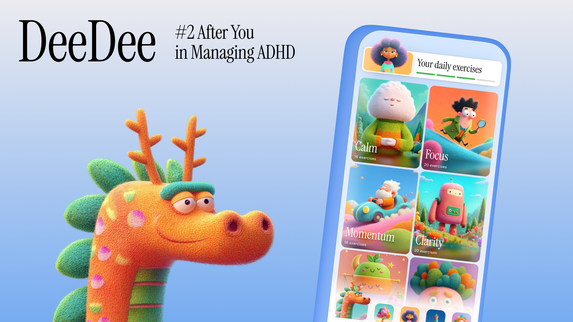 Deedee - ADHD personal helper - Main product screenshot demonstrating key features and user interface