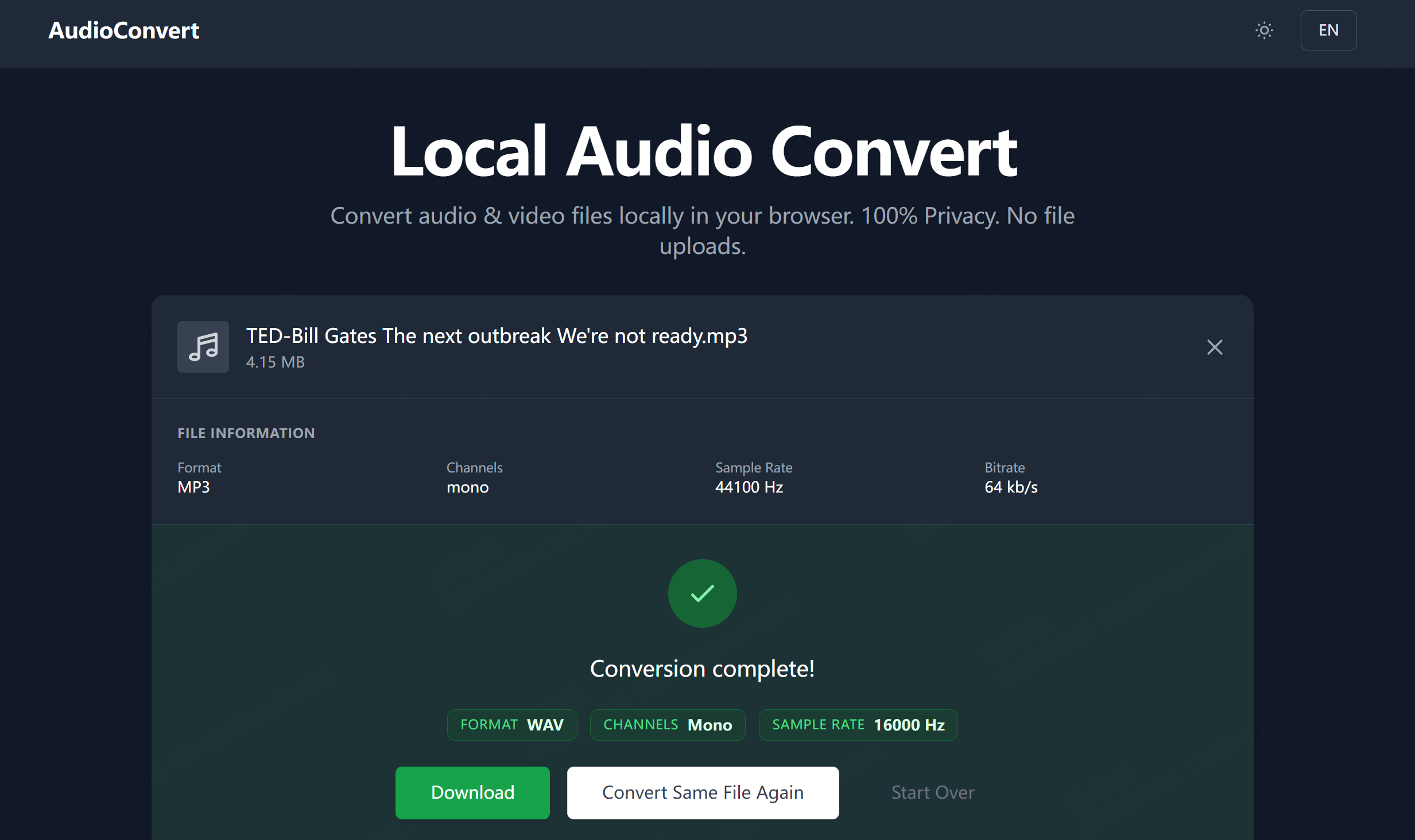 Local Audio Convert - Screenshot 3 showing product features and functionality
