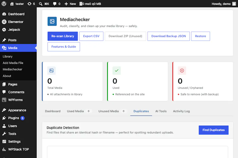 Mediachecker - Wordpress Plugin screenshot 7