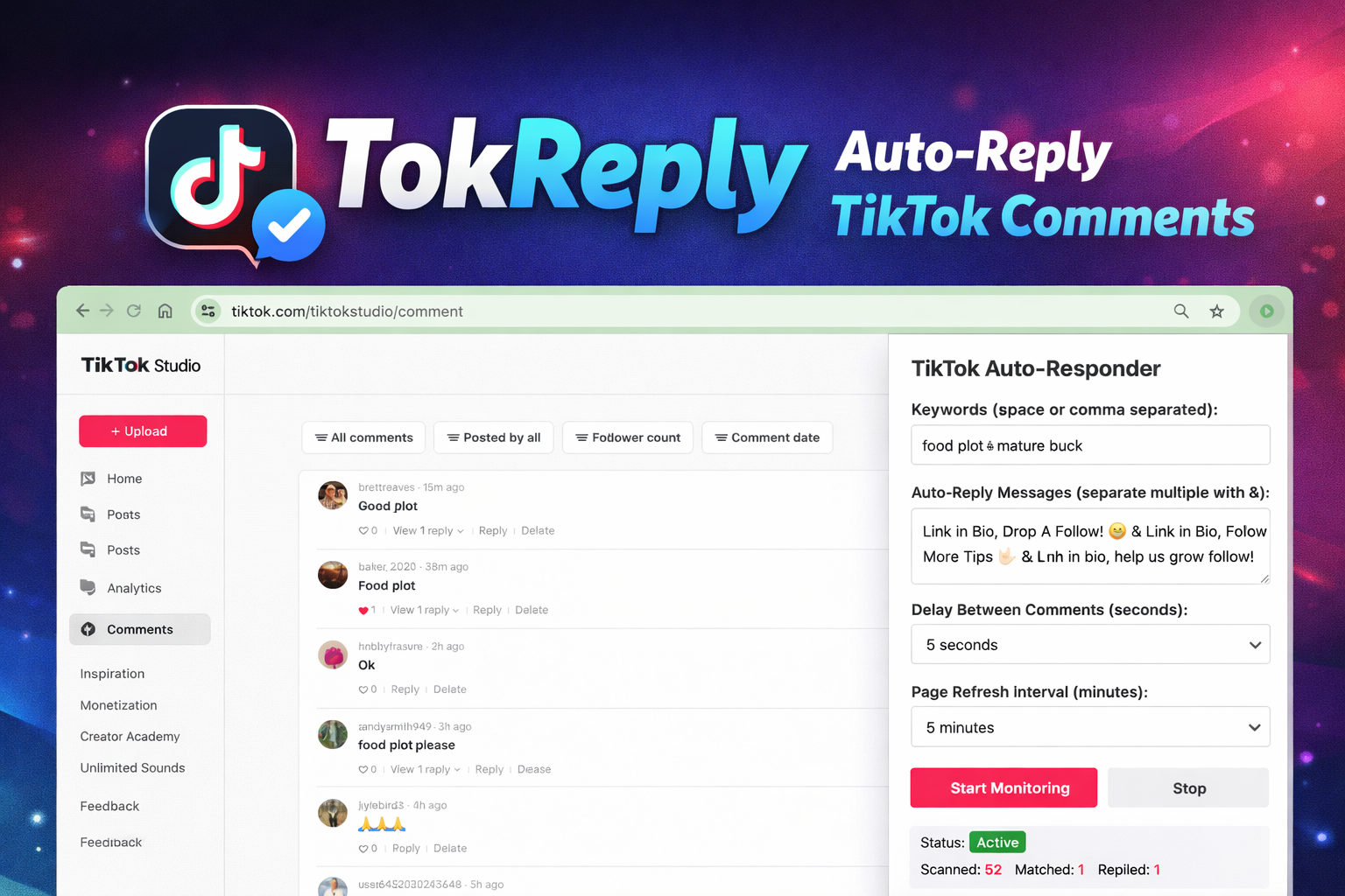 TikTok Autoreply - Product Hunt launch logo and brand identity