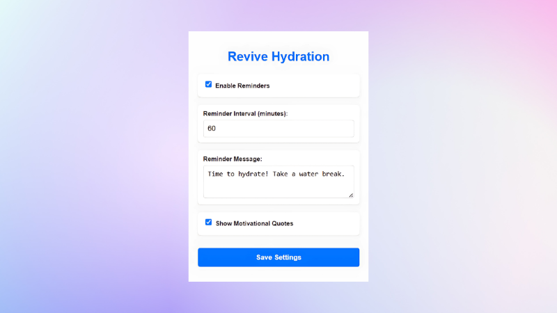 Revive Hydration (100% Free, No Signups) - Your non-annoying water reminder open-source extension media 2