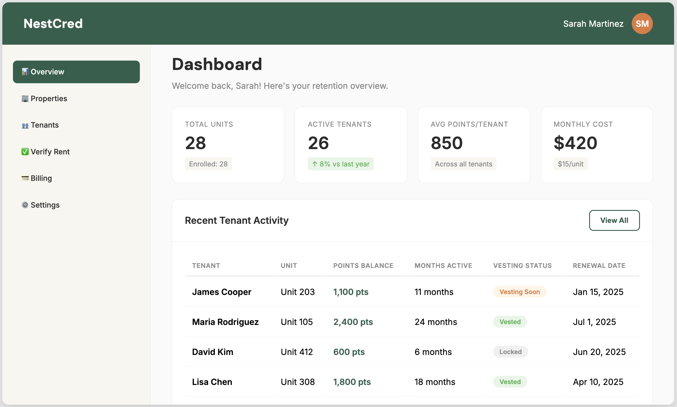 NestCred - Main product screenshot demonstrating key features and user interface