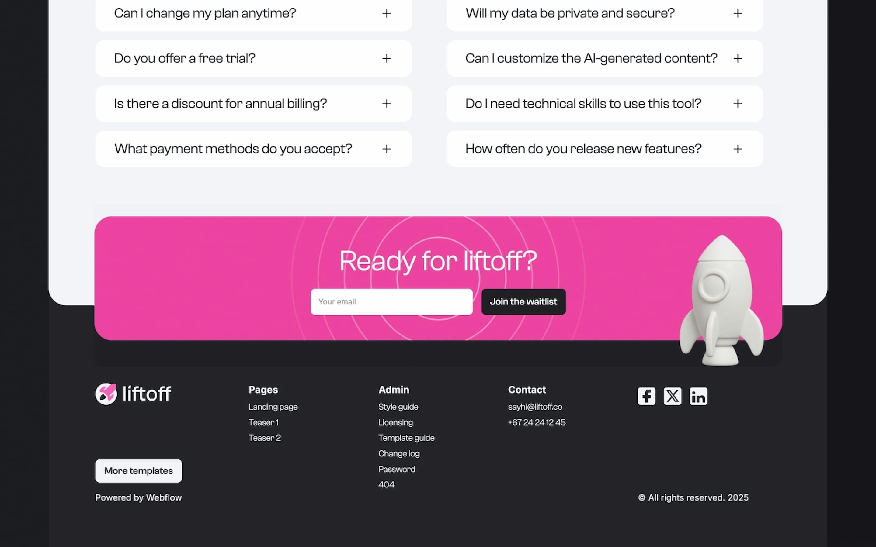 Modello di pagina di destinazione AI e SaaS di decollo media 6