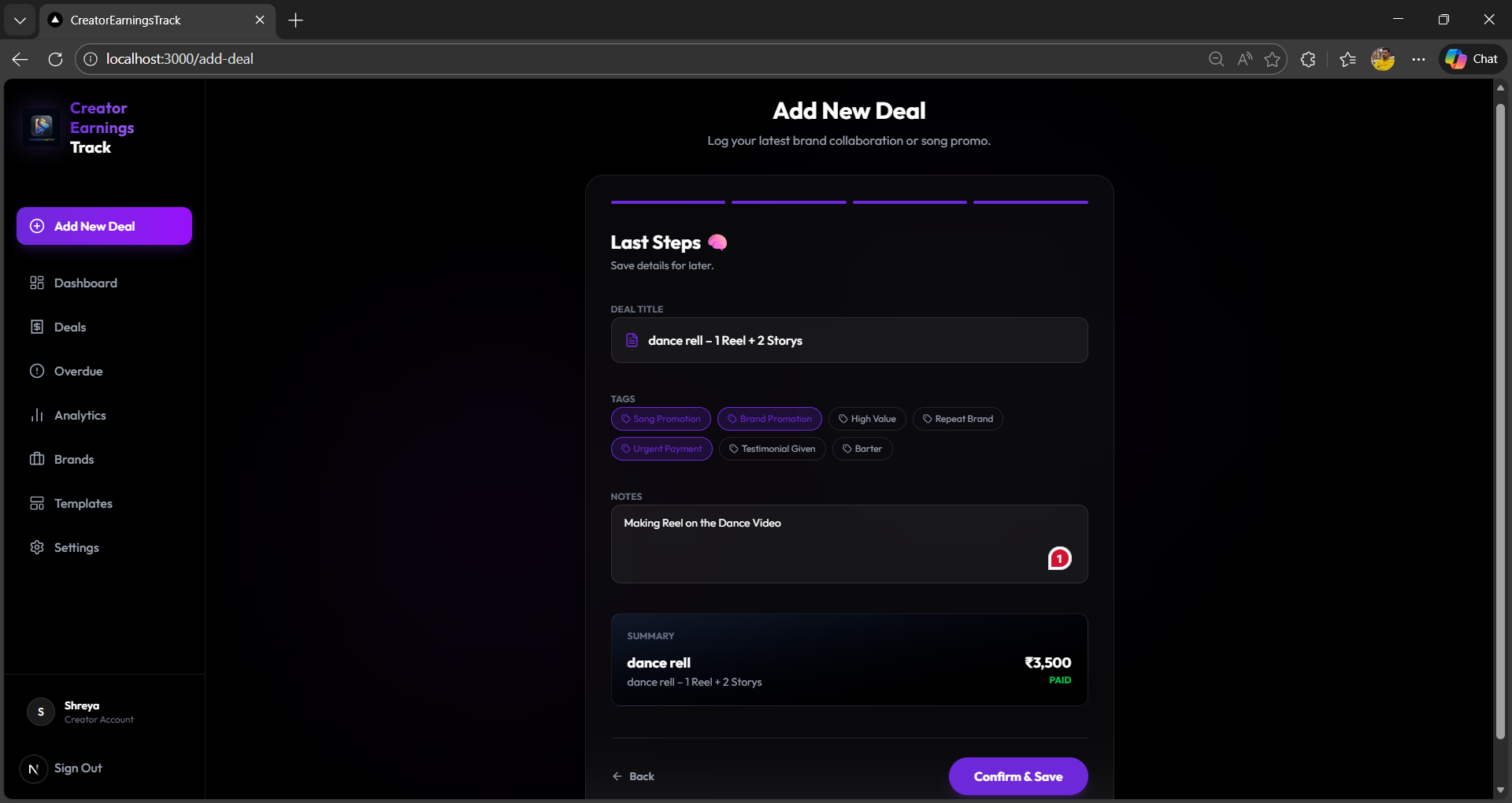 CreatorEarningsTrack gallery image