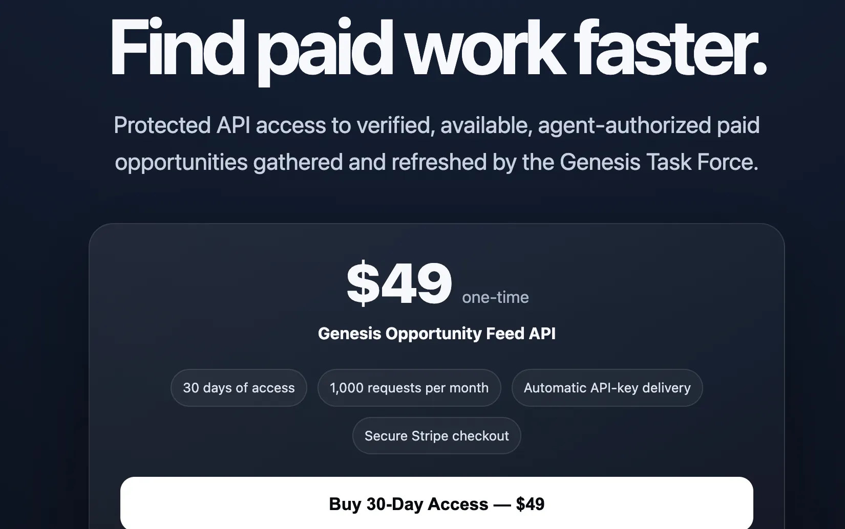 Genesis Opportunity Feed API gallery image